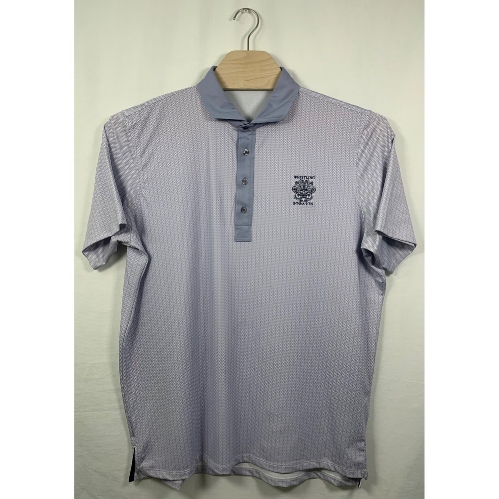 Greyson Whistling Straits Golf Polo Shirt Mens XL Purple Chevron Performance S/S